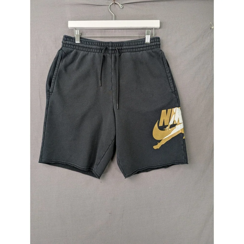 Nike Jordan Mens Jumpman Fleece Shorts Black Gold DH9508-011 Size S